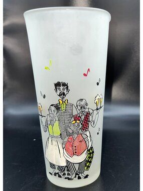 Frosted Glass Measuring Pitcher With Ounce Markings Retro Barware Gay Fad Studio